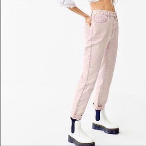 BDG Pink Acid Wash Mom Jeans